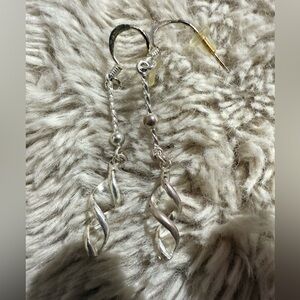 Women's 925 Sterling Silver Infinity Twist Spiral Dangle‎ Earrings